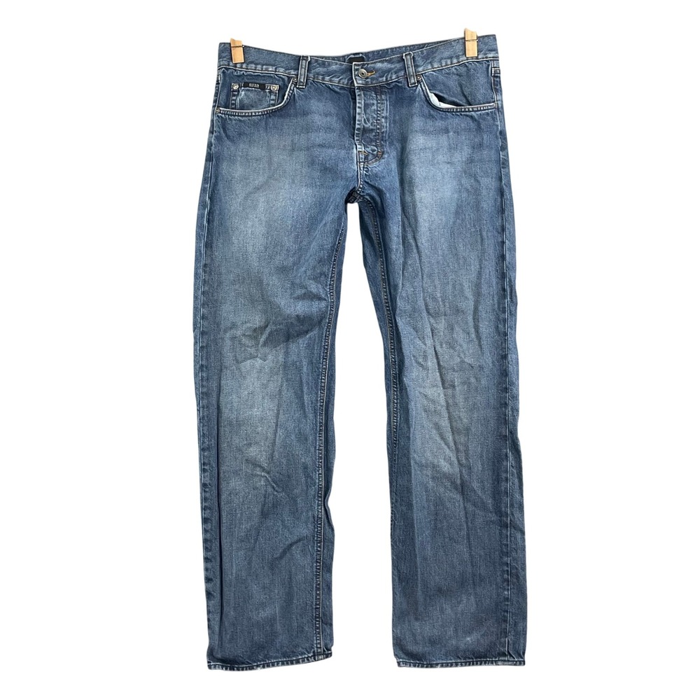 Hugo Boss Jeans‎ Mens 36X30 Blue Straight Leg Denim Academia Preppy Skate Work